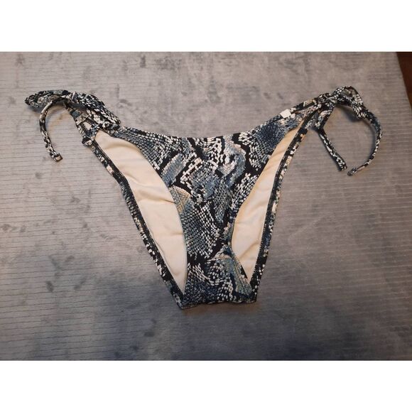 Shade & Shore Size M Tie Side Scrunch Butt Bikini Bottom Snake Print - Picture 1 of 3